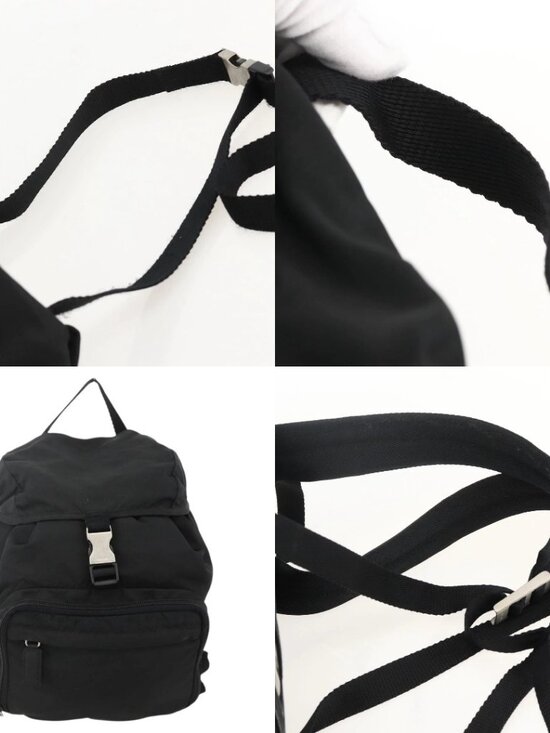 PRADA Backpack Nylon Black Silver Auth 175381 main image 4